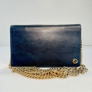 Black Leather Gucci Betty Crossbody Bag Wallet on Chain - Very Good Condition